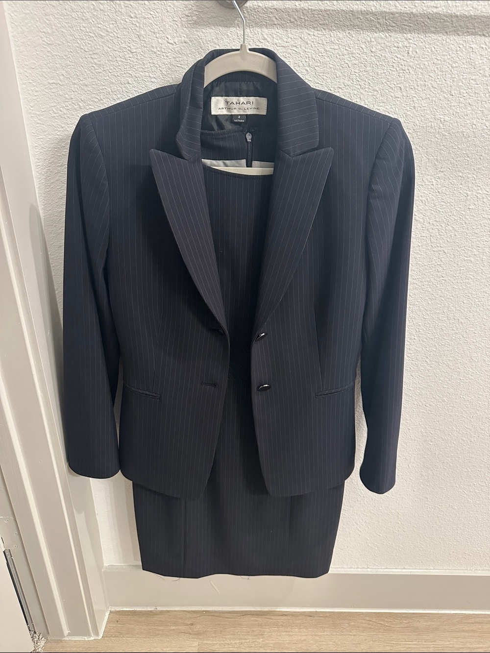 Tahari Black Pinstripe Women’s blazer and dress suit
